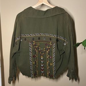 Never worn detailed, handmade small army green light jacket